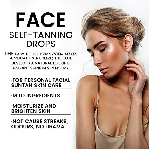 Face Tanning Drops, 30ML Self Tanning Drops For Face, Natural Face Tanner Drops, Create Bronzed Skin, Tanning Drops to Add to Moisturiser, Gradua