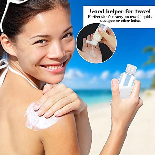 SPEACOUR 12 Pcs Clear Travel Bottles 50ml Transparent Flip Cap Bottles Refillable Empty Travel Containers Bottle Plastic Lotion Bottle with Small