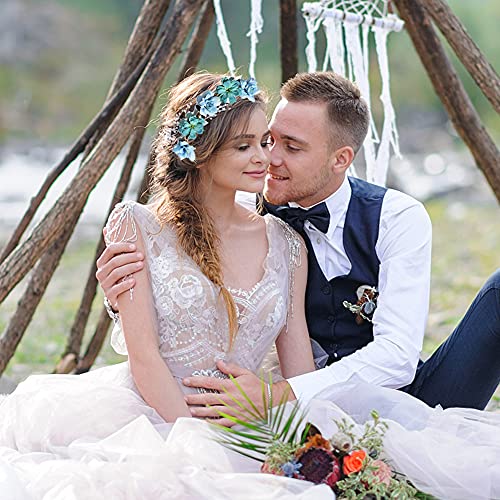 GmeDhc Flower Crown Headbands, 6 Pieces Flower Headbands for Women Girls, Boho Floral Headband Wreath, Floral Headpieces Festival Hair Accessorie