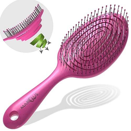 marQus Detangle Hair Brush women and men, Exclusive Ultra-soft bending Bristles and Body - Glide Through Tangles With Ease For All Hair Types - W
