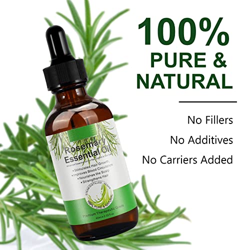 Rosemary Oil for Hair Growth, Rosemary Essential Oil for Skin & Hair Care, Hair Strengthening Oil for Fuller Healthier Hair, Perfect for Aromathe