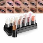 Shimmer Eyeshadow Stick Set- 12 Colors Long Lasting Matte Glitter Cream Eyeshadow - Waterproof Smudgeproof Eye Shadow Stick - Smoothing Natrual M