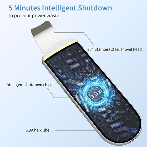 GUGUG Facial Skin Scrubber, Ultrasonic Skin Spatula Face Blackhead Remover Scraper with Four Modes for Deep Cleansing, Portable and Rechargeable