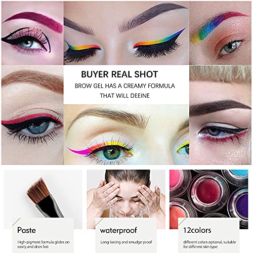 Eyebrow Cream, Waterproof Eyebrow Gel Long Lasting Brow Pomade with Brush, Natural Versatile Tinted Brow Gel Creates Natural Looking Brows for Ho