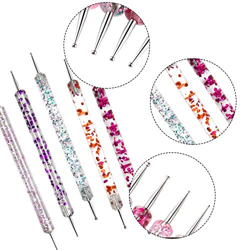 HQdeal 5Pcs Nail Dotting Pen, Dotting Painting Pen Polish Carving Tool, Nail Art Dotting Tool, Nail Polish Paint Manicure Dot Nail Art Set for Ge