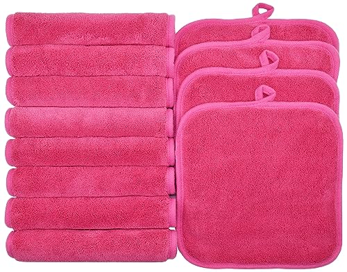 BloomSesame Makeup Remover Cloths for Face, Eye, Lips - Reusable Makeup Remover Pads Soft Microfiber Facial Cleansing Cloths 5 x 5 inch 6 Pack (D