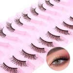 False Eyelashes Natural Look Half Lashes Short Wispy Cat Eye 3D Faux Mink 3/4 Eye Lashes Fake Eyelashes Strip 10 Pairs Pack (B06)