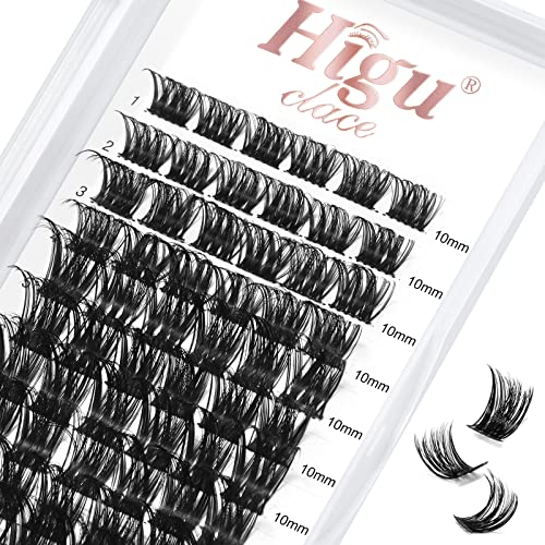 Lash Clusters DIY Eyelash Extensions 72 Pcs D Curl 10mm Cluster Eyelash Extensions Thin Stem Cluster Lashes Individual Lashes Cluster Lashes Wisp