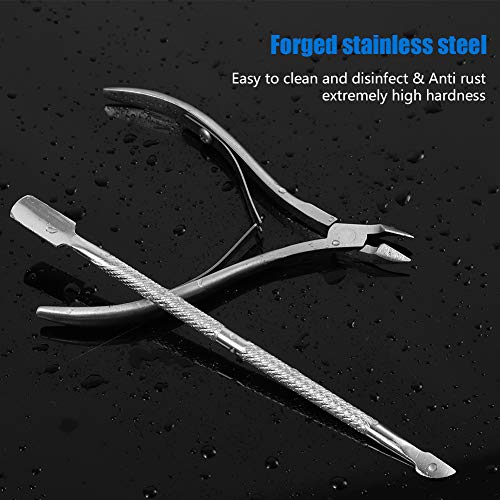 faddy-1 Cuticle Nipper Set, Cuticle Cutter Trimmer and Cuticle Pusher with Non-slip Protective Coating Handle Stainless Steel Cuticle Cutter Clip