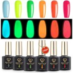 BISHENGYF 6 Colors 10ml Luminous Neon Gel Nail Polish Set, Glow in Dark UV/LED Gel, Spring Summer Collection Gel Polish Kit