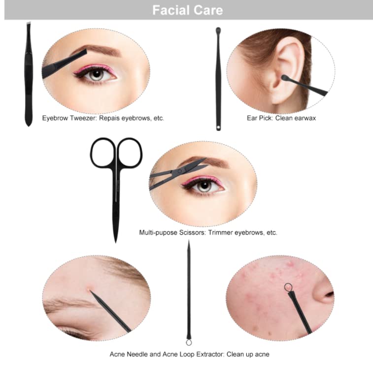 Groomarang 15pc Mens Manicure Kit - Stainless Steel Corrosion Resistant Nail Clipper Grooming Set