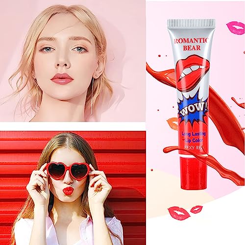 (12 Pcs) Lip Stain Peel Off, Lip Tattoo Lipstick,6 Colors Peel Off Lipstick,Waterproof Tear Lip Stain Cosmetic Gift Set for Girls,Peel off Lip St