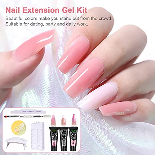 Anself Extension Nail Gel Kit with Lamp- Nails Extension UV Gel Set 3 Colors Quick Nail Extension Builder Gel, 100PCS Acrylic Nail Tip, Nail Buil