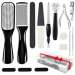 Rainmae Professional Pedicure Kit Foot File Set,19 in 1 Stainless Steel Foot File Exfoliating Prevent Clean Foot Dead Skin Tool Kit Nail Toenail