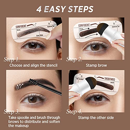 Cilrofelr Eyebrow Stamp and Stencil Kit, One Step Eyebrow Stamp and Shaping Kit with 10 Eyebrow Stencils, Brow Stamp Kit Blonde, Long Lasting, Wa