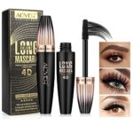 4D Silk Fiber Eyelash Mascara, Waterproof Volumising Mascara Black, Thickening and Lengthening Mascara for Women Natural Eye Makeup, Long-Lasting