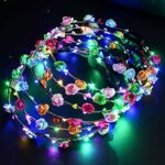 Shenghuo LED Flower Headband, 12Pcs Flower Crowns Headdress Garland Hair Wreath for Women Girls Wedding Party Christmas Holiday Festival