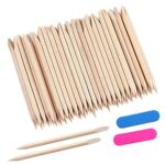 100 Pcs Orange Wooden Sticks Multifunctional Double-End Cuticle Pusher Tools for Nail Manicure Pedicure