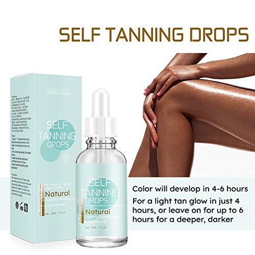 Self Tanning Drops with Organic & Natural Ingredients, Tanning Lotion without UV Damage, Sunless Tanning Lotion for Darker Bronzer Skin, Self Tan