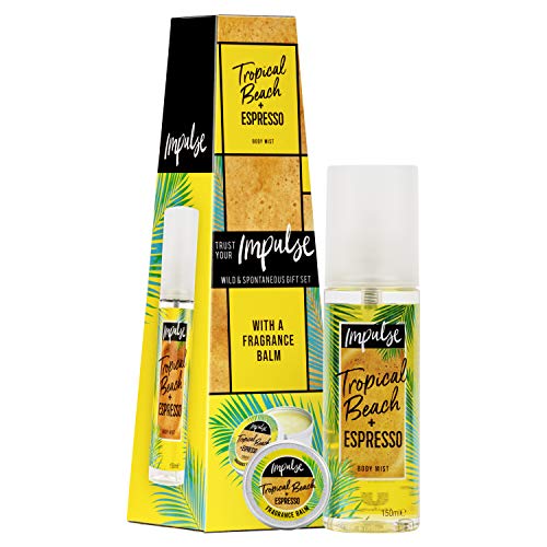 Impulse Wild and Spontaneous Fragrance Gift Set with Tropical Beach and Expresso Body Mist and Balm