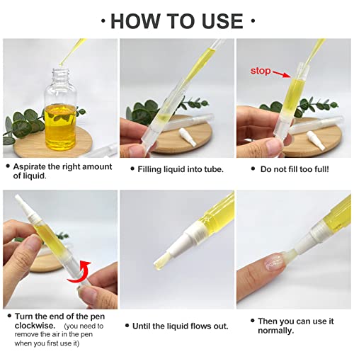 6pcs 3ml Empty Cuticle Oil Pen with 3pcs Pipettes Transparent Twist Pens Nail Oil Pen with Brush Tip Cosmetic Container Applicators for Homemade