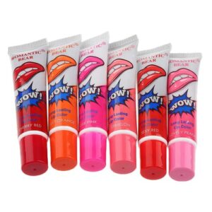 zalati 6 Colors Tattoo Magic Color Lip Gloss Sets for Women Peel off Lip Stain Colorful Glossy Lipstick Waterproof Tint Long Lasting