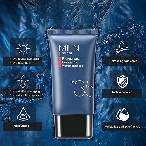 SPF35 40g Men Face Body UV Isolation Sunscreen Cream, Anti Aging Clear Face Sunscreen and Facial Moisturizer, Oil Free, Zinc Oxide Sunscreen For