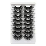 ALICROWN 25MM Lashes Pack Full Volume Dramatic False Eyelashes Long Thick Fluffy Faux Mink Lashes 8 Pairs Soft Handmade Reusable Lashes