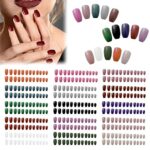 CAEEKER 360 PCS Medium Press on Nails Full Cover Fake Nails Solid Color Short False Nails Ballerina Coffin False Nails Fingernails Artificial Fin