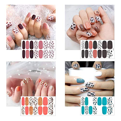 Kalolary 20 Sheets Nail Polish Sticker Full Wrap Nail Art Sticker, Leopard Print Self-Adhesive Nail Art Decal Strip Nail Decals with Nail File fo