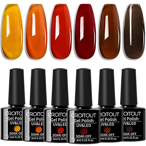 Croitout UV Gel Nail Polish Set, Shellac Nail Gel Polish Colours Set, Sock Off Gel Nail Polishes Set, Polish Gel Nail Kit for Home DIY Manicure N