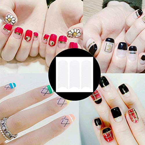 Lanjue 25Sheets/1200PCS French Manicure Nail Sticker,Self-Adhesive Half-Moon Shaped Manicure Stickers