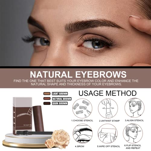 Eyebrow Stencil Kit - Eyebrow Stamp Stencil Kit - 3 in 1 Hairline Shadow Powder with 10 Styles Reusable Eyebrow Stencils, 2 Eyebrow Pen Brushes (