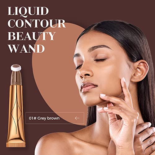 3 PCS Liquid Contour Beauty Wand, Blush and Highlighter Bronzer Stick with Cushion Applicator, Natural Matte Finish, Lightweight Blendable Super