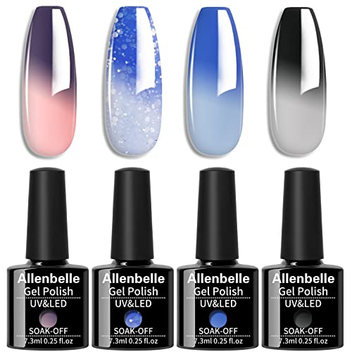 Allenbelle Gel Base and Top Coat Sets, UV LED Shellac Coat, No Wipe Soak Off Polish Set, Long Lasting Shiny High Gloss Finish, 1.0 count, Pack of