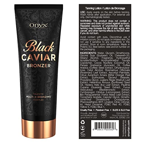Onyx Black Caviar Sunbed Tanning Lotion - Black Bronzer & Tan Enhancer - Insanely Dark Tan for Men & Women