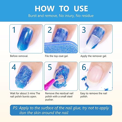 Gel Nail Polish Remover 15ml with Nail File & Nail Polish Scraper, Professional Gel Remover for Nails, Easily & Quickly Remove Nail Polish in 3-5