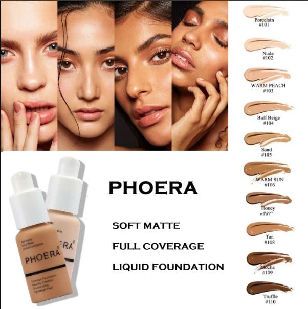 Matte Foundation Full Coverage – 30ml Oil Control Flawless Face Foundation for Women & Girls, Makeup Accessories Mature Skin Long Lasting Full Co