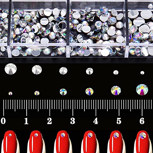 Flat Back AB Crystal Nail Art Rhinestones and Clear Crystal Rhinestones with Pick Up Tweezer and Rhinestone Picker Dotting Pen, Professional Nail