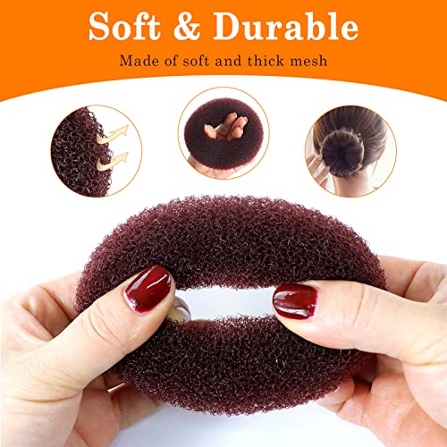 Sularpek Hair Donut Brown, Ring Style Donut Hair Bun Maker with 4 Elastic Hair Ties and 20 Hair Pins for Chignon Hairstyles, Hair Bun Shaper set
