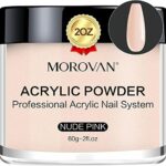 Morovan Nude Pink Acrylic Powder - 2oz Professional Acrylic Nail Powder Polymer Nude Pink Nail Powder for Acrylic Nail Extension Carving Nails