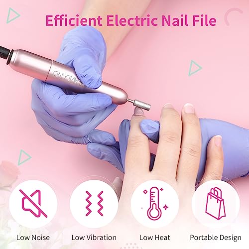 Saviland Electric Nail Drill - Electric Nail Files【Adjustable Speed】Nail Drill【Low Noise&Heat】Portable Nail Files , 20000 RPM with 7PCS Nail Dril