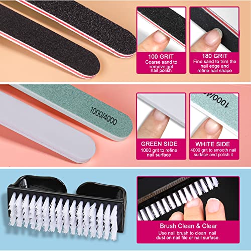 Gel Polish Remover Kit with 500pcs Nail Remover Wraps, FANDAMEI Soak off Nail Clip Set with 100/180 Nail Files Buffer Cuticle Pusher Cuticle Peel