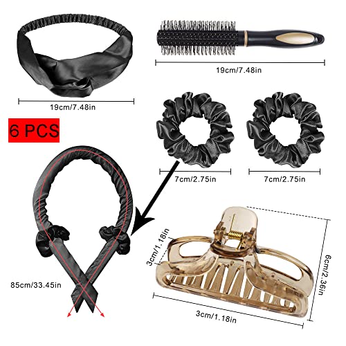 Heatless Curlers Headband,6pcs Heatless Hair Curlers, Heatless Curls,Hair Curler No Heat, Overnight Sleeping Self Grip Hair Roller Waves with Hai