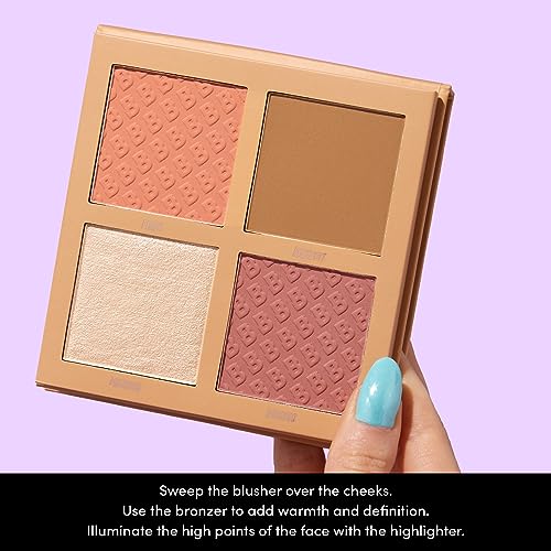 BEAUTY BAY First Light Face Palette All In One - 4 Shade Highlighter, Bronzer & Blush Powder Face Palette - Blendable, Buildable Makeup For Custo
