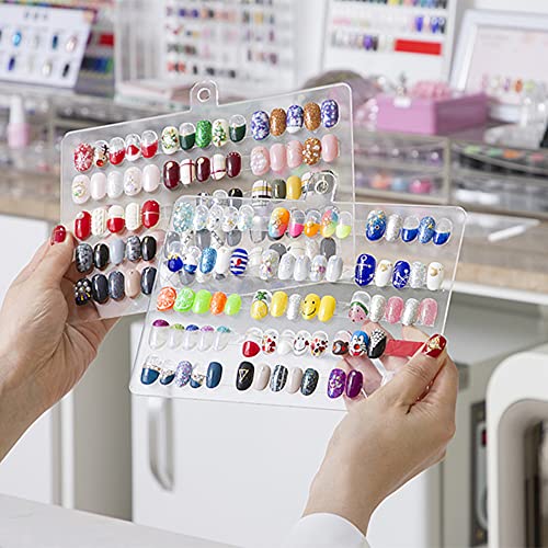 Funwaretech Nail Art Tips Sample Sticks With Metal Split Ring,Colour Nail Polish Practice Display Set,Nail Art Practice Tool Set,Fan-shaped False