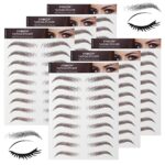Sibba 4D Hair-Like Eyebrow Tattoos Stickers 6 Sheets Brown Waterproof Temporary Brow Colors Transfers Sticker Peel Off for Eye Makeup Supplies Gr