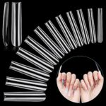LIONVISON 3XL Extra Long Tapered Square False Nails, 240Pcs Clear Square Straight Fake Nail Tips for Acrylic Nails, 12 Sizes Full Cover Press On