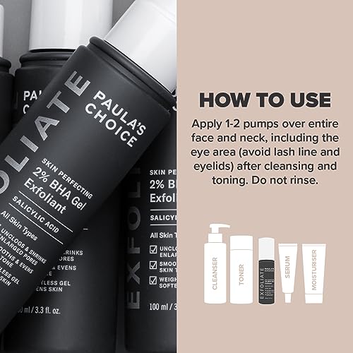 Paula's Choice SKIN PERFECTING 2% BHA Gel Exfoliant - Targets Blackheads & Enlarged Pores - Exfoliating Peel with Salicylic Acid - All Skin Types