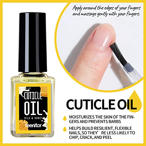 Cuticle Remover Tools Set with Cuticle Trimmer, Cuticle Pusher, Teenitor Cuticle Softener and Remover, Cuticle Oil, Nail File Buffer, Cuticle Nip